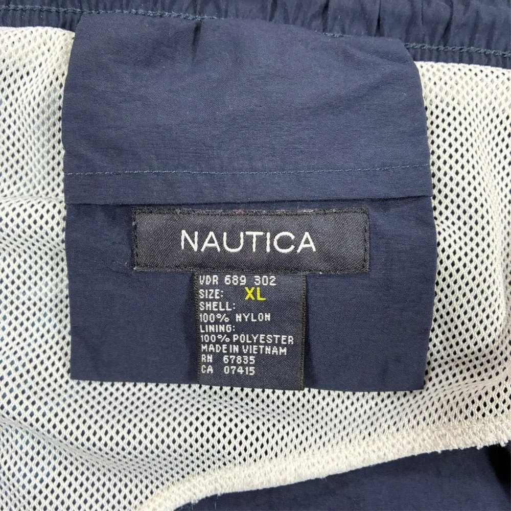 Nautica Mens XL Swim Trunks Fish Hawaiian Print Navy Mesh Lined Beach Shorts